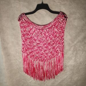 Fringe-Bottom Cape/Poncho - One Size Bathing Suit Cover-Up One-Size 100% Rayon